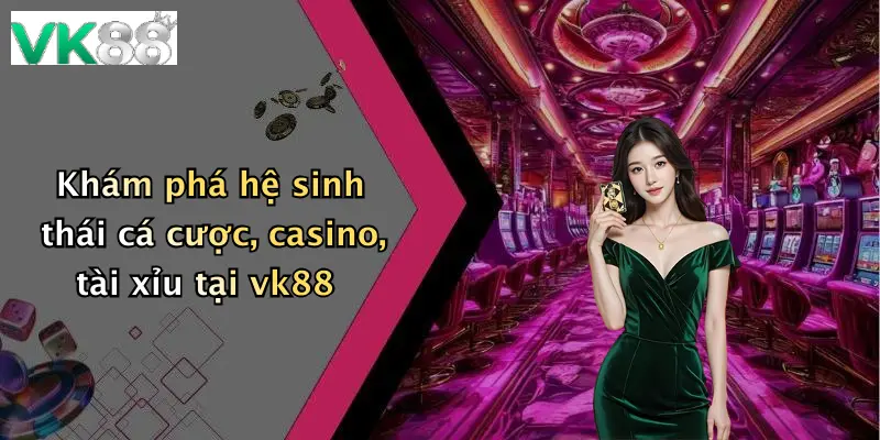 Khám phá hệ sinh thái cá cược, casino, tài xỉu tại vk88